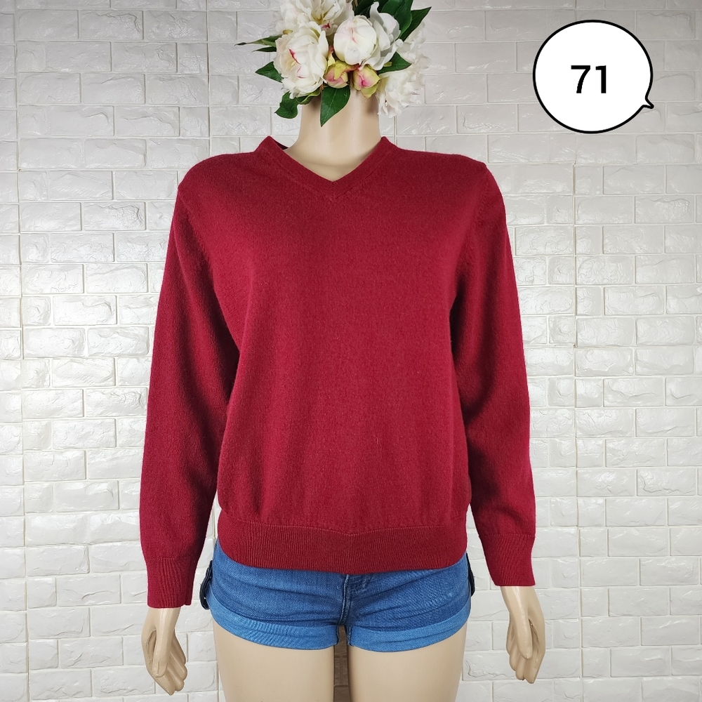 Merona Large Junior Red V-Neck Sweater | Cozy Casual Knit Pullover Top